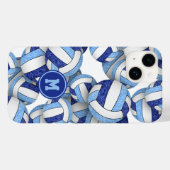 Blauw wit monogram meisjesvolleyballen patroon Case-Mate iPhone case (Achterkant (horizontaal))