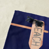 Blauw wit monogram strandlaken (In situ)