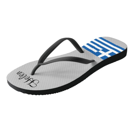 Blauw-wit monogram van de Griekse vlag Teenslippers (Schuin)