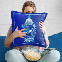 Blauw Wit Monogrammed Elegant Ginger Jar