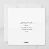 Blauw & Wit Monogrammed kuif 4 Foto Feestdagenkaart (Achterkant)