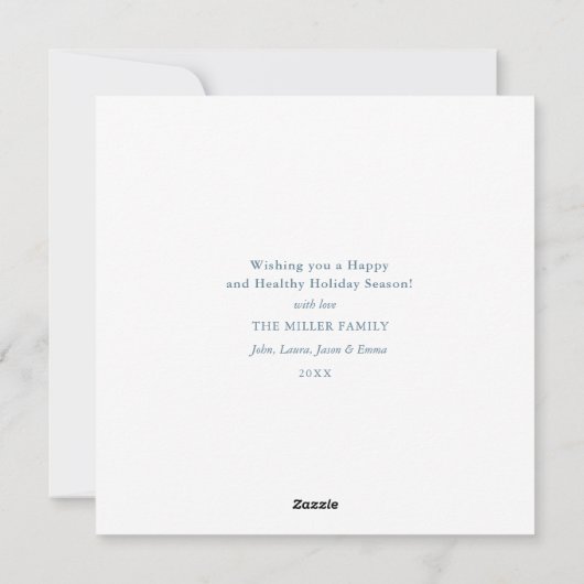 Blauw & Wit Monogrammed kuif 4 Foto Feestdagenkaart (Achterkant)