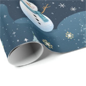 Blauw & Wit Mooie Kerst Winter Patroon Cadeaupapier (Rol Hoek)