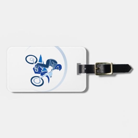 Blauw, Wit Motorfiets Bagagelabel (Voorkant horizontaal)
