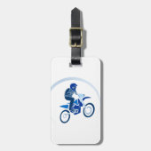 Blauw, Wit Motorfiets Bagagelabel (Voorkant verticaal)