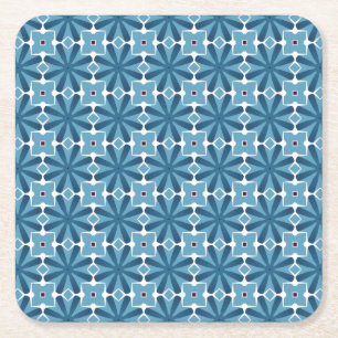 Blauw-wit mozaïek kartonnen onderzetters
