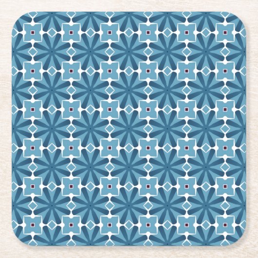 Blauw-wit mozaïek kartonnen onderzetters (Voorkant)