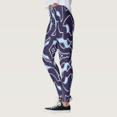 Blauw & wit naadloos "Ratti_Creative_Arts" Leggings (Links)