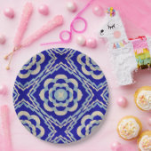 Blauw Wit Naadloze Kaleidoscoop Diamant Papieren Bordje (Feest)