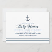 Blauw & Wit Nautisch Baby shower Uitnodigen Kaart (Voorkant)
