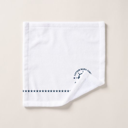 Blauw Wit Nautisch Boat Wheel  Boat Bad Handdoek (Wasdoekje)