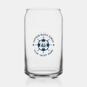 Blauw Wit Nautisch Boat Wheel  Boat Blikvorm Glas (Voorkant)