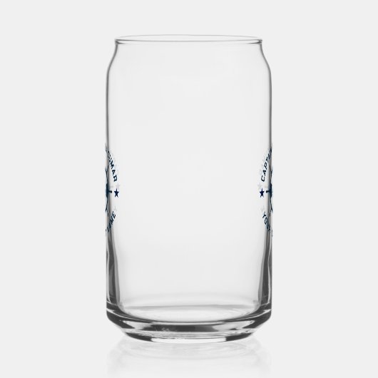 Blauw Wit Nautisch Boat Wheel  Boat Blikvorm Glas (Rechts)