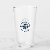 Blauw Wit Nautisch Boat Wheel Boat Glas (Achterkant)