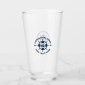 Blauw Wit Nautisch Boat Wheel Boat Glas (Voorkant)