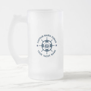 Blauw Wit Nautisch Boat Wheel  Boat Matglas Bierpul