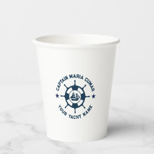 Blauw Wit Nautisch Boat Wheel  Boat Papieren Bekers