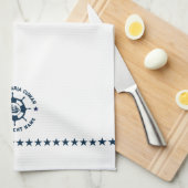 Blauw Wit Nautisch Boat Wheel Boat Theedoek (Quarter Fold)