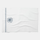 Blauw Wit Nautisch Boat Wheel  Boat Theedoek (Horizontaal)