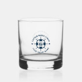 Blauw Wit Nautisch Boat Wheel  Boat Whisky Glas (Achterkant)
