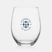 Blauw Wit Nautisch Boat Wheel  Boat Wijnglas Zonder Voet (Voorkant)