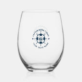 Blauw Wit Nautisch Boat Wheel  Boat Wijnglas Zonder Voet (Achterkant)