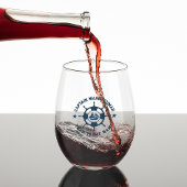 Blauw Wit Nautisch Boat Wheel  Boat Wijnglas Zonder Voet