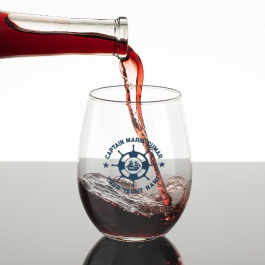 Blauw Wit Nautisch Boat Wheel  Boat Wijnglas Zonder Voet