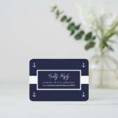 Blauw Wit Nautisch Patroon Website Bruiloft RSVP Informatiekaartje (Staand voorkant)
