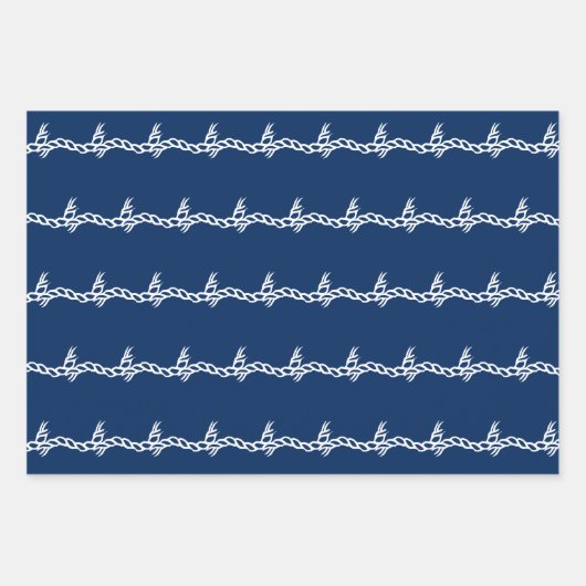 Blauw wit nautische golven 3 gift inpakpapier (Voorkant 3)