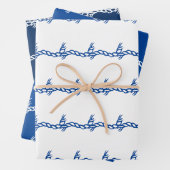 Blauw wit nautische golven 3 gift inpakpapier (In situ)