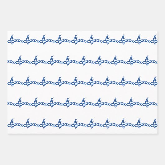 Blauw wit nautische golven 3 gift inpakpapier (Voorkant)
