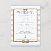 Blauw & Wit Nautische Knoop Trouwdetails Informatiekaartje (Voorkant)