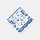 Blauw & Wit Nautische strepen en schelpen Servet (Hoek)