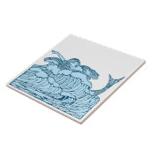  blauw & wit nautische zeemeermin tegeltje (Zijkant)