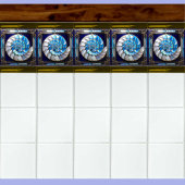Blauw/Wit Nep Gebrandschilderd Glas Nautilus Schel Tegeltje