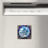 Blauw/Wit Nep Gebrandschilderd Nautilusschelp 3 Magneet (Insitu (Vaatwasser))