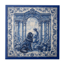 Blauw & Wit Newfoundland Tuin Tegelmural Tegeltje