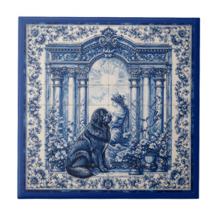 Blauw & Wit Newfoundland Tuin Tegelmural Tegeltje