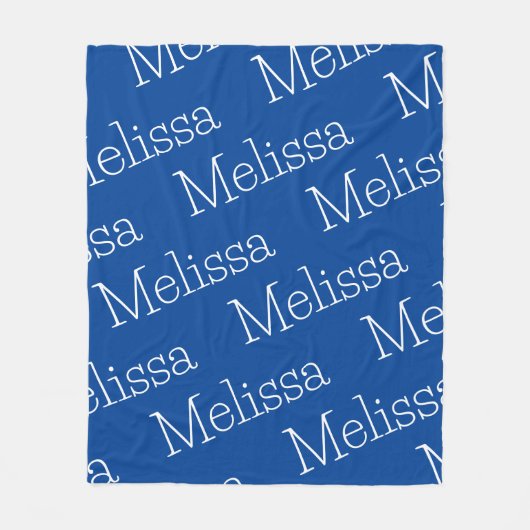 Blauw & Wit Nieuwheid Naam Fleece Deken (Voorkant)