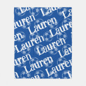 Blauw & Wit Nieuwigheid Voetbal Fleece Deken (Voorkant)