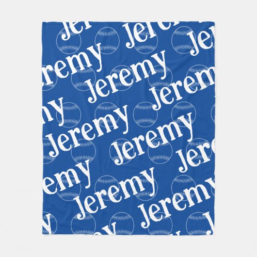 Blauw & Wit Nieuwigheids Baseball Fleece Deken (Voorkant)