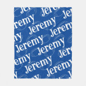 Blauw & Wit Nieuwigheids Football Fleece Deken (Voorkant)