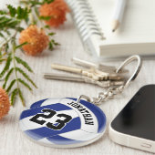 blauw wit of ELK kleurenvolleybal Sleutelhanger (Voorkant Rechts)