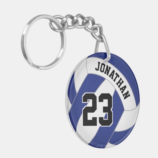 blauw wit of ELK kleurenvolleybal Sleutelhanger (Voorkant Links)