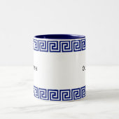 Blauw & Wit Olympisch Grieks geometrisch patroon Tweekleurige Koffiemok (Center)