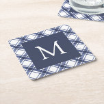 Blauw-wit Onderzetter<br><div class="desc">Blauw-wit Onderzetter. Transformeer uw vakantieseizoen met ons prachtige Monogrammed Paper-Onderzetter,  met een verbluffend marineblauw en wit buffelplaid-patroon van de waterverf. Personaliseer uw vakantie onderhoudend met deze elegante onderzetters en voeg een vleugje tijdloze charme en feestelijke elegantie toe. Duik in een wereld van feestelijke verfijning en verhef uw vakantiebijeenkomsten.</div>