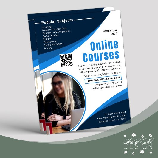 Blauw & Wit Online Cursusreclame Flyer