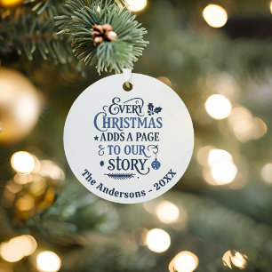 Blauw wit ons verhaal typografie Kerstmis Metalen Ornament