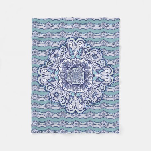 Blauw-wit ontwerp fleece deken (Voorkant)
